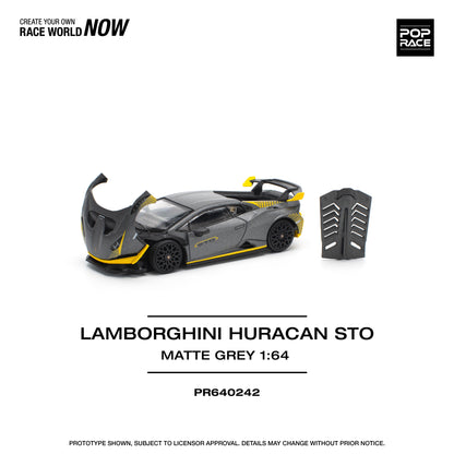 POP RACE Lamborghini Huracan STO Matte Grey 1:64 - PR640242