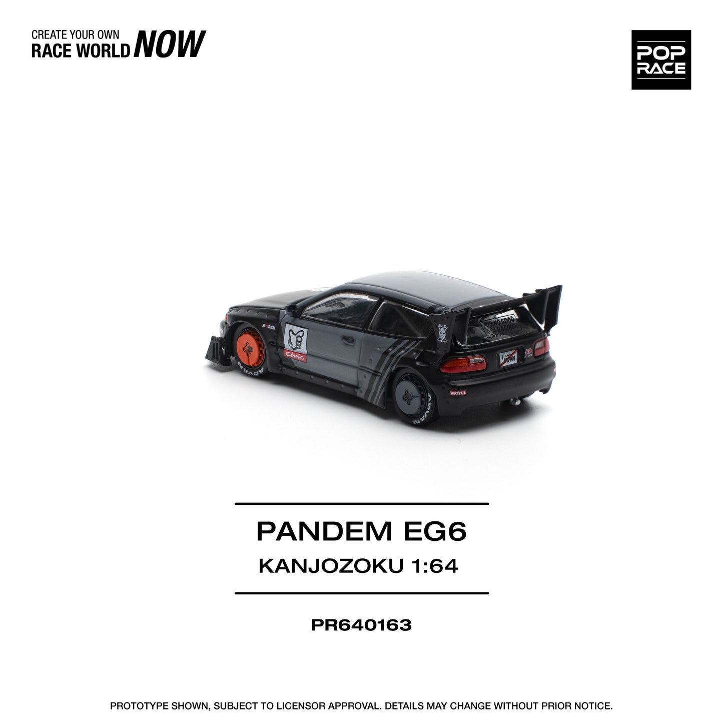 POP RACE Pandem Honda Civic EG6 "KANJOZOKU" 1:64 - PR640163