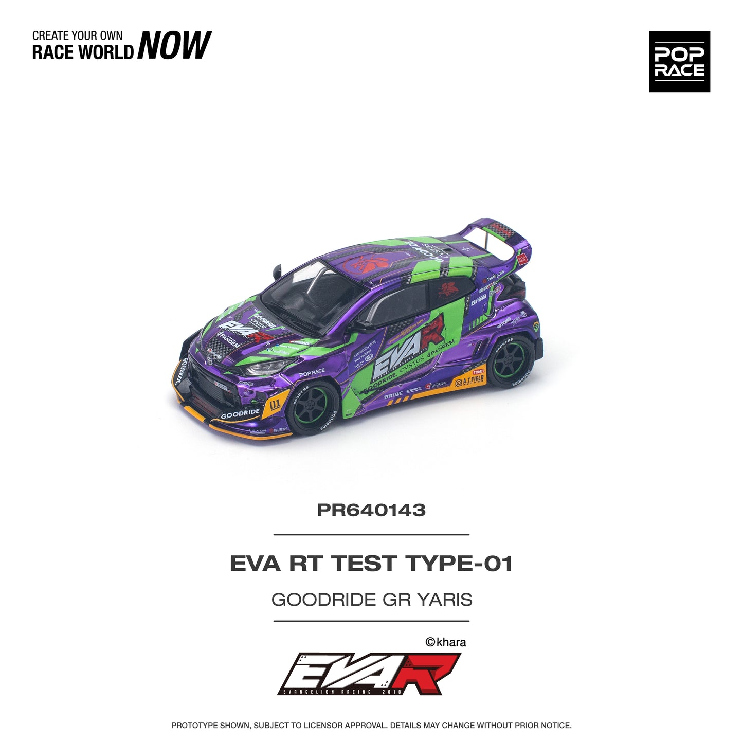 POP RACE PANDEM EVA Evangelion RT Test Type 01 Goodride Motorsport Toyota GR Yaris 1:64 - PR640143