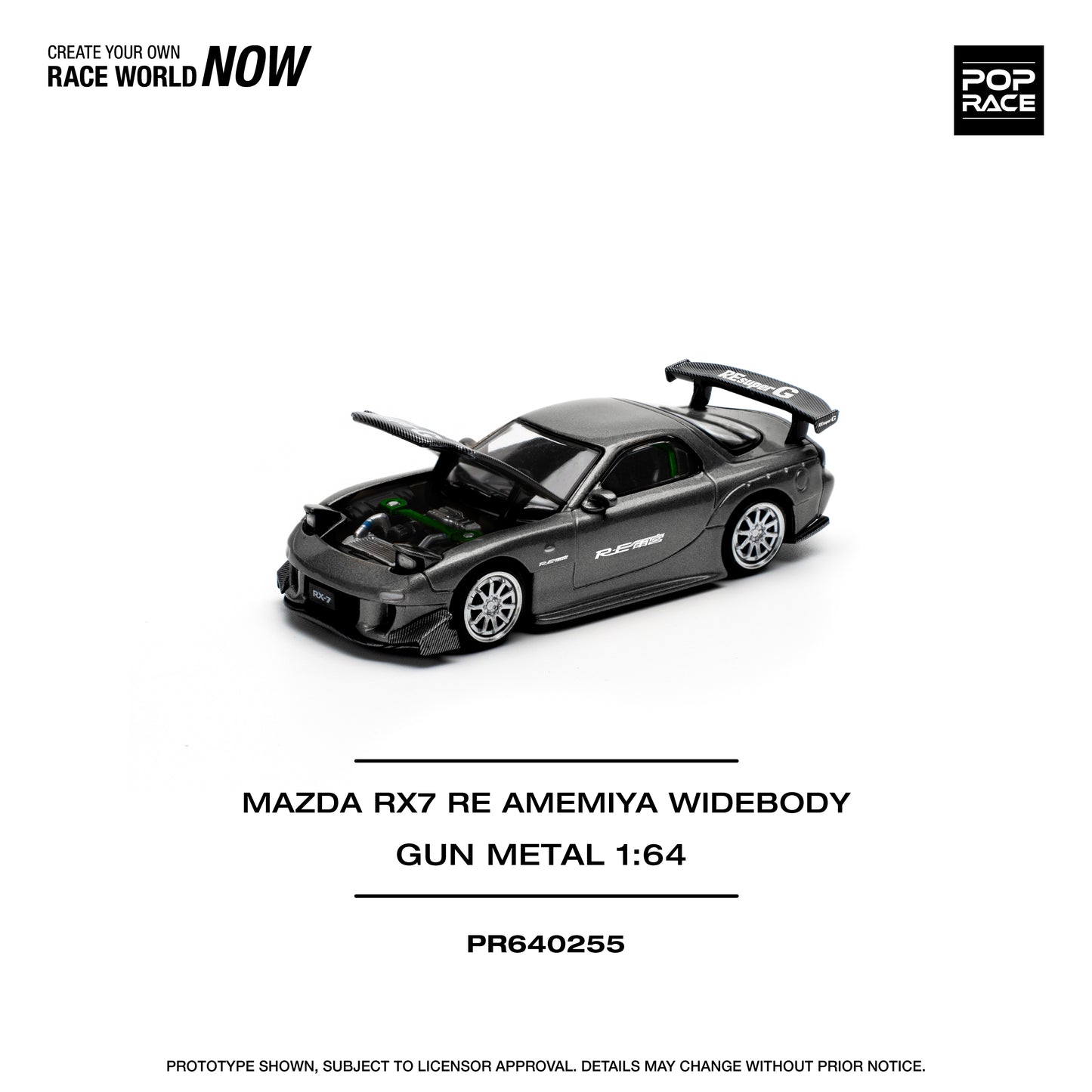 POP RACE Mazda RX7 Re-Amemiya - Gun Metal 1:64 - PR640255