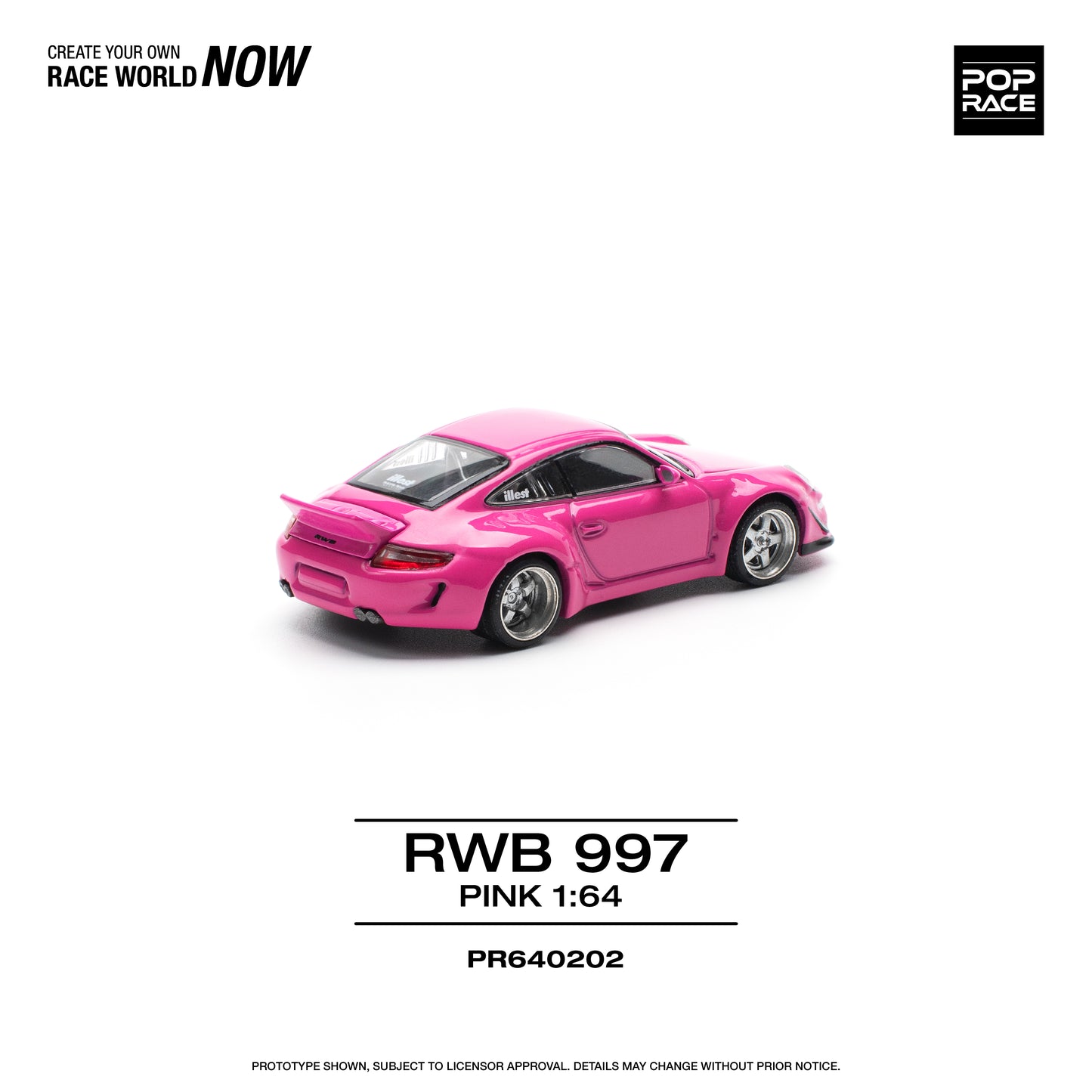 POP RACE RWB Porsche 997 - Pink 1:64 - PR640202