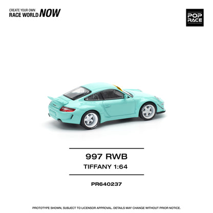 POP RACE RWB Porsche 997 Tiffany Blue 1:64 - PR640237