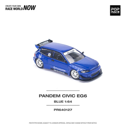 POP RACE Pandem Honda Civic EG6 v1.5 Metallic Blue 1:64 - PR640127