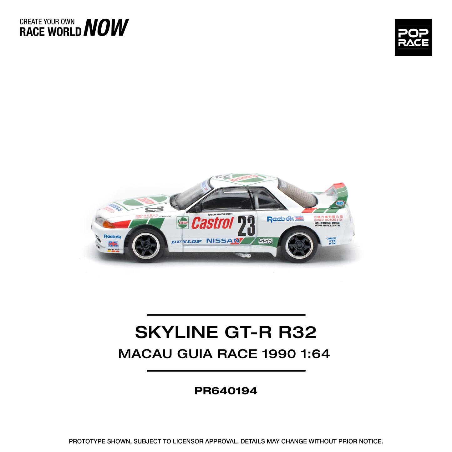 POP RACE Nissan GT-R R32 Macau Guia Race 1990 Winner 1:64 - PR640194