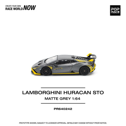 POP RACE Lamborghini Huracan STO Matte Grey 1:64 - PR640242