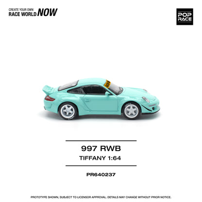 POP RACE RWB Porsche 997 Tiffany Blue 1:64 - PR640237