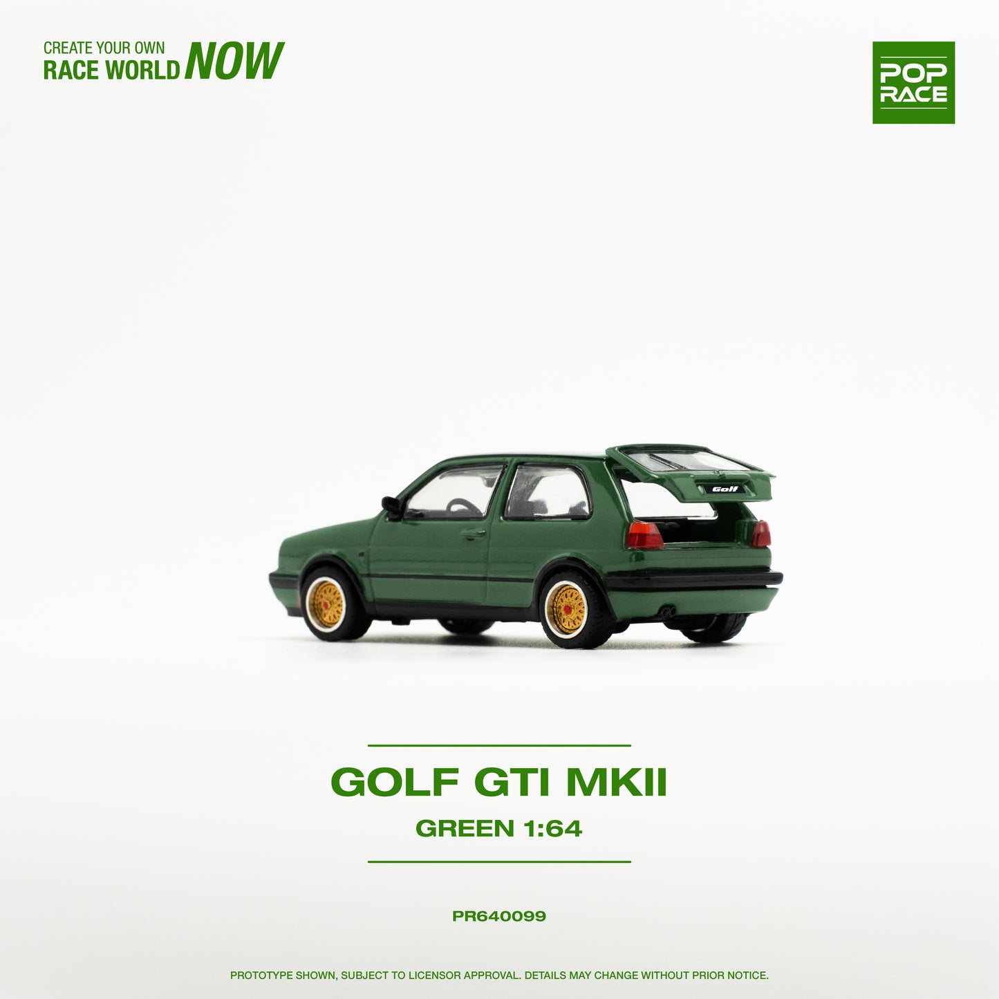 POP RACE Volkswagen Golf GTI MKII Oak Green 1:64 - PR640099