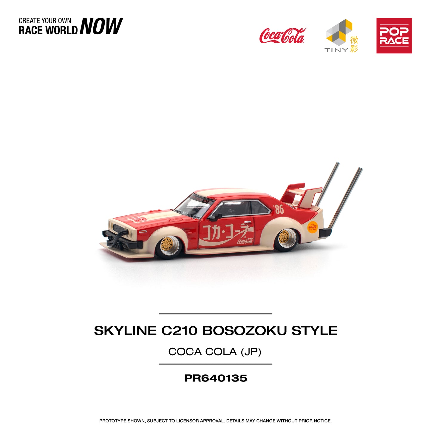 POP RACE Nissan Skyline C210 KAIDO Racer Bosozuku Style Coca Cola (JP) 1:64 - PR640135