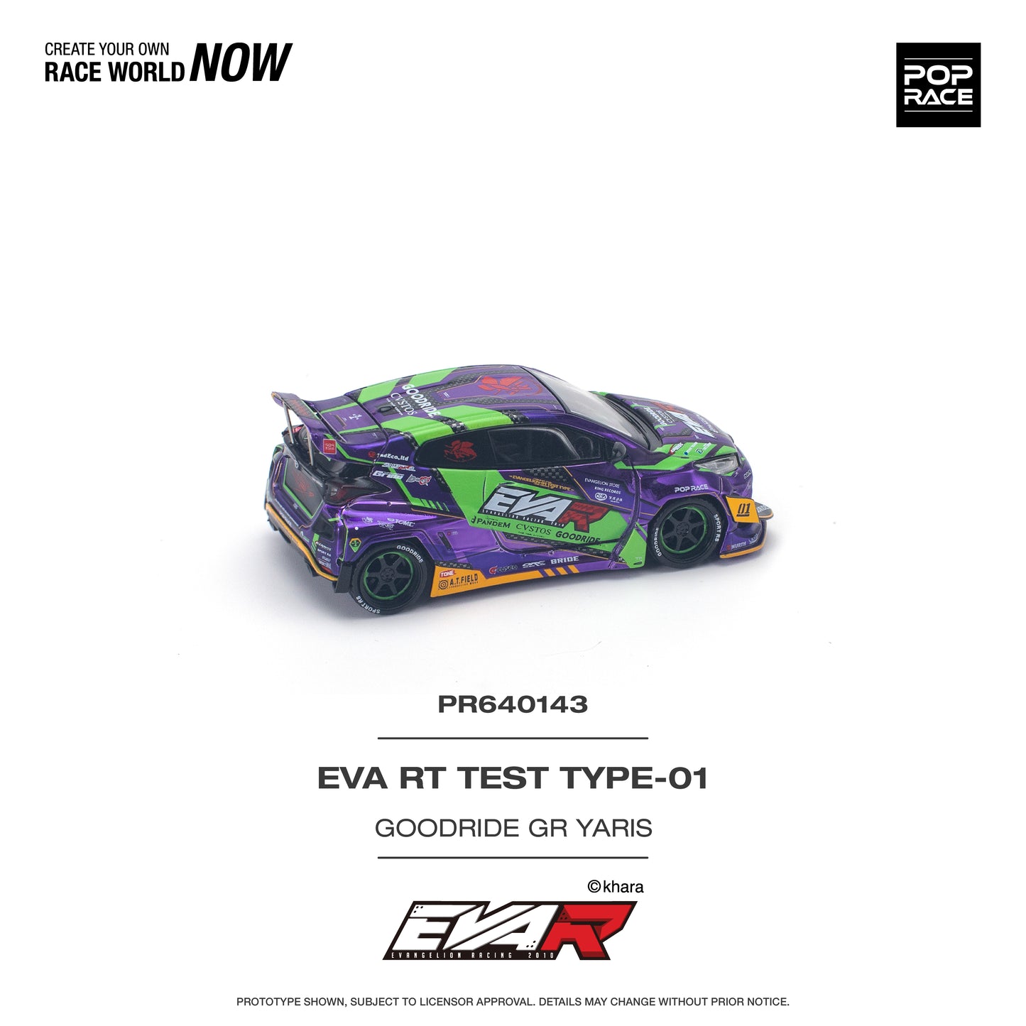 POP RACE PANDEM EVA Evangelion RT Test Type 01 Goodride Motorsport Toyota GR Yaris 1:64 - PR640143