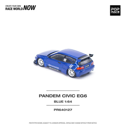 POP RACE Pandem Honda Civic EG6 v1.5 Metallic Blue 1:64 - PR640127