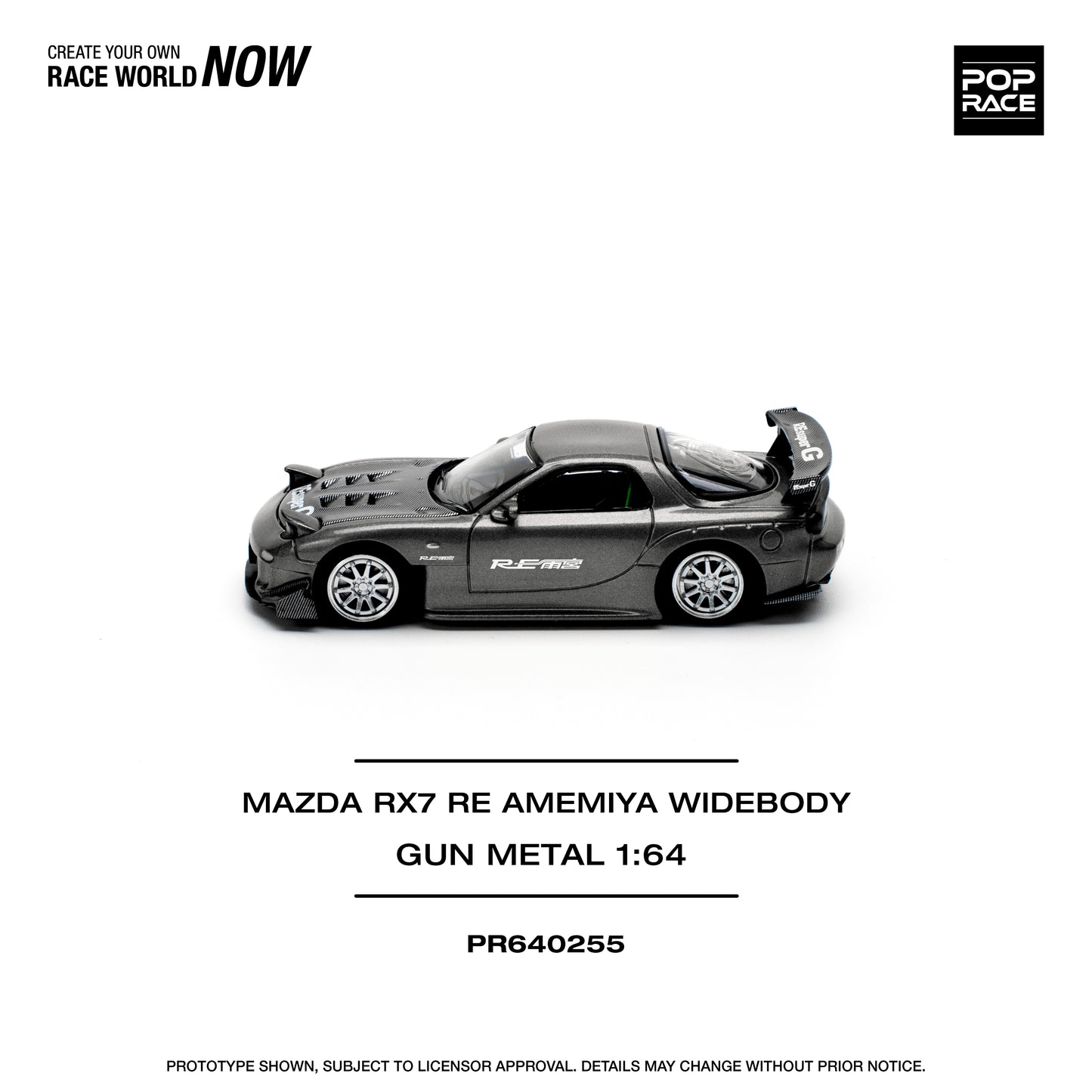 POP RACE Mazda RX7 Re-Amemiya - Gun Metal 1:64 - PR640255