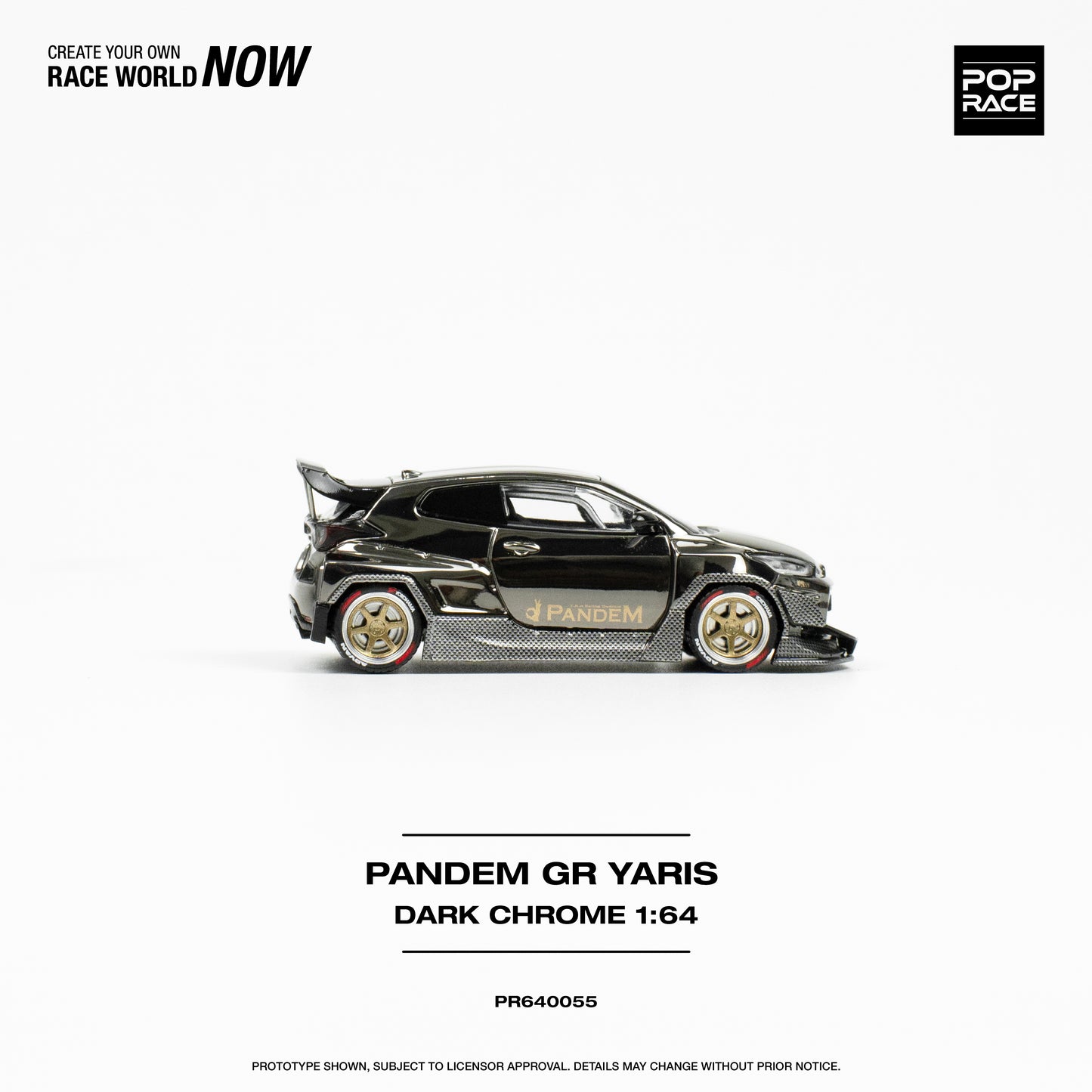 POP RACE Pandem Toyota GR Yaris Dark Chrome 1:64 - PR640055