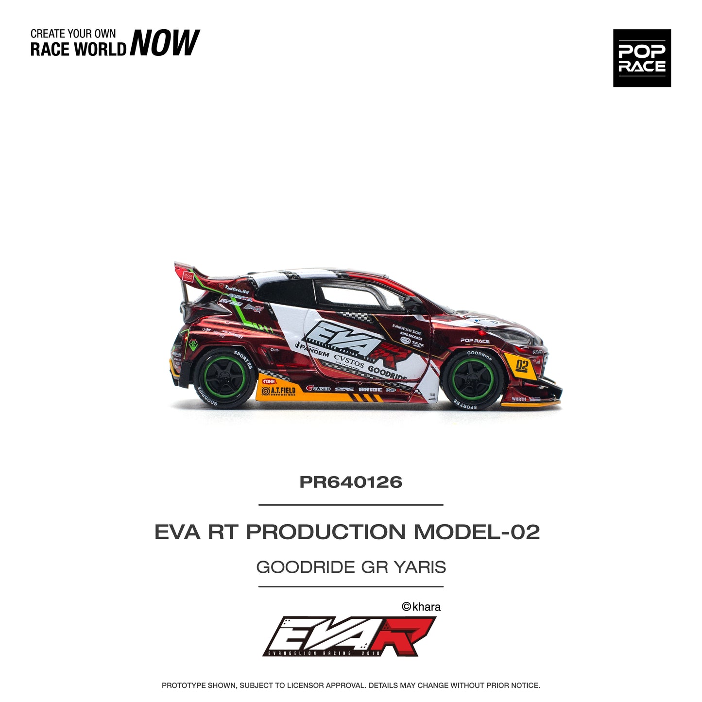 POP RACE EVA RT Production Model-02 Goodride GR Toyota Yaris 1:64 - PR640126