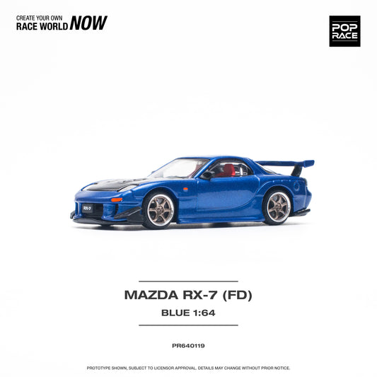 POP RACE Mazda RX-7 (FD3S) RE-Ameniya Widebody Metallic Blue 1:64 - PR640119