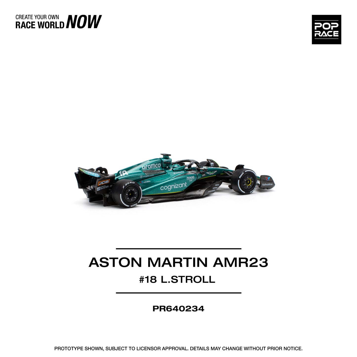 POP RACE Aston Martin AMR23 F1 #18 Lance Stroll 1:64 - PR640234