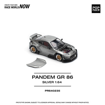 POP RACE Pandem Toyota GR86 - Silver 1:64 - PR640235