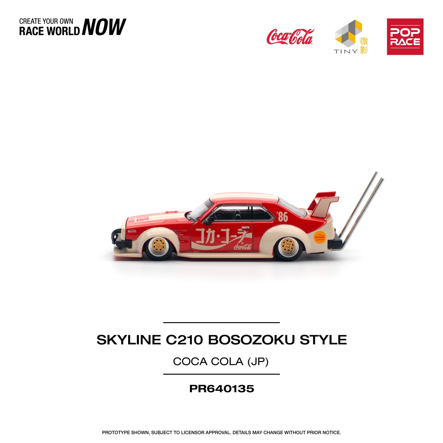 POP RACE Nissan Skyline C210 KAIDO Racer Bosozuku Style Coca Cola (JP) 1:64 - PR640135