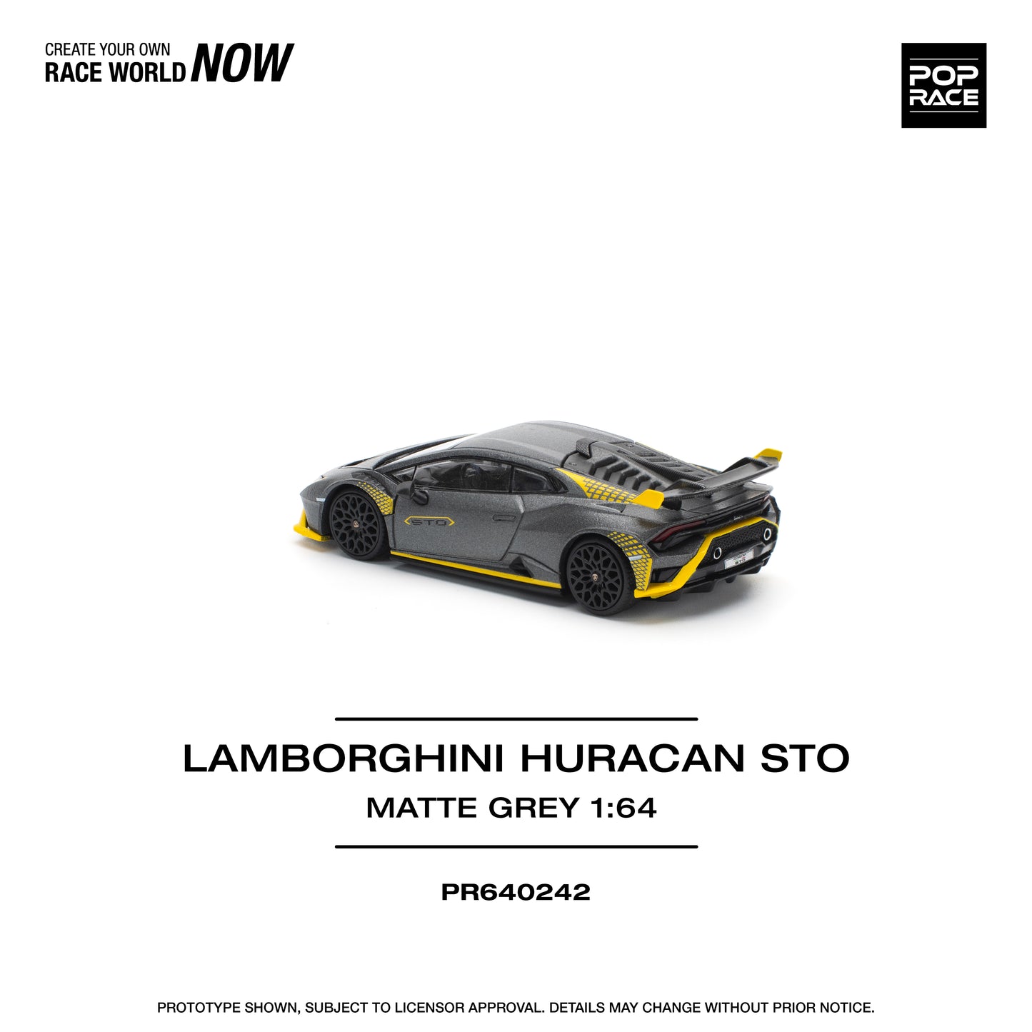 POP RACE Lamborghini Huracan STO Matte Grey 1:64 - PR640242