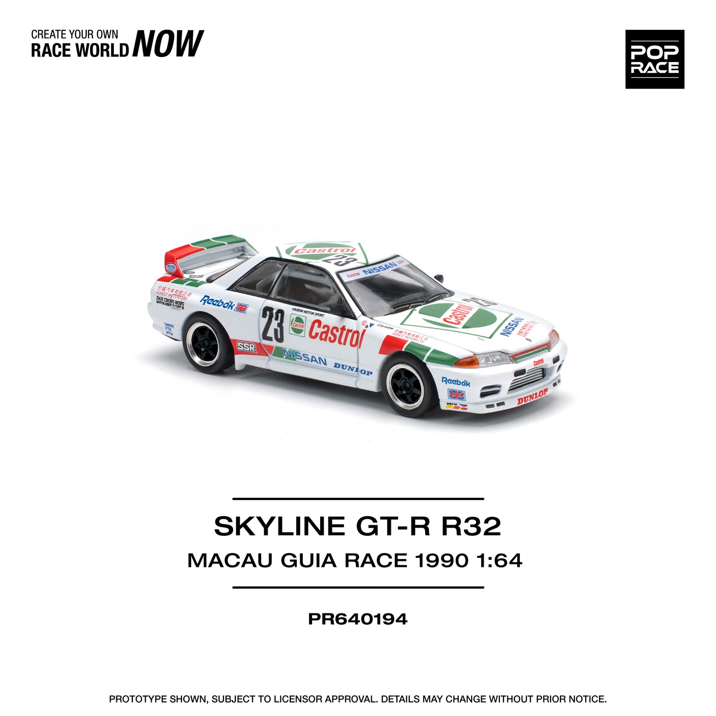 POP RACE Nissan GT-R R32 Macau Guia Race 1990 Winner 1:64 - PR640194