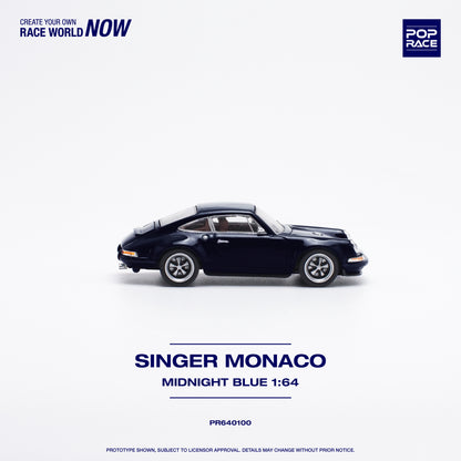 POP RACE Porsche Singer Monaco Midnight Blue 1:64 - PR640100