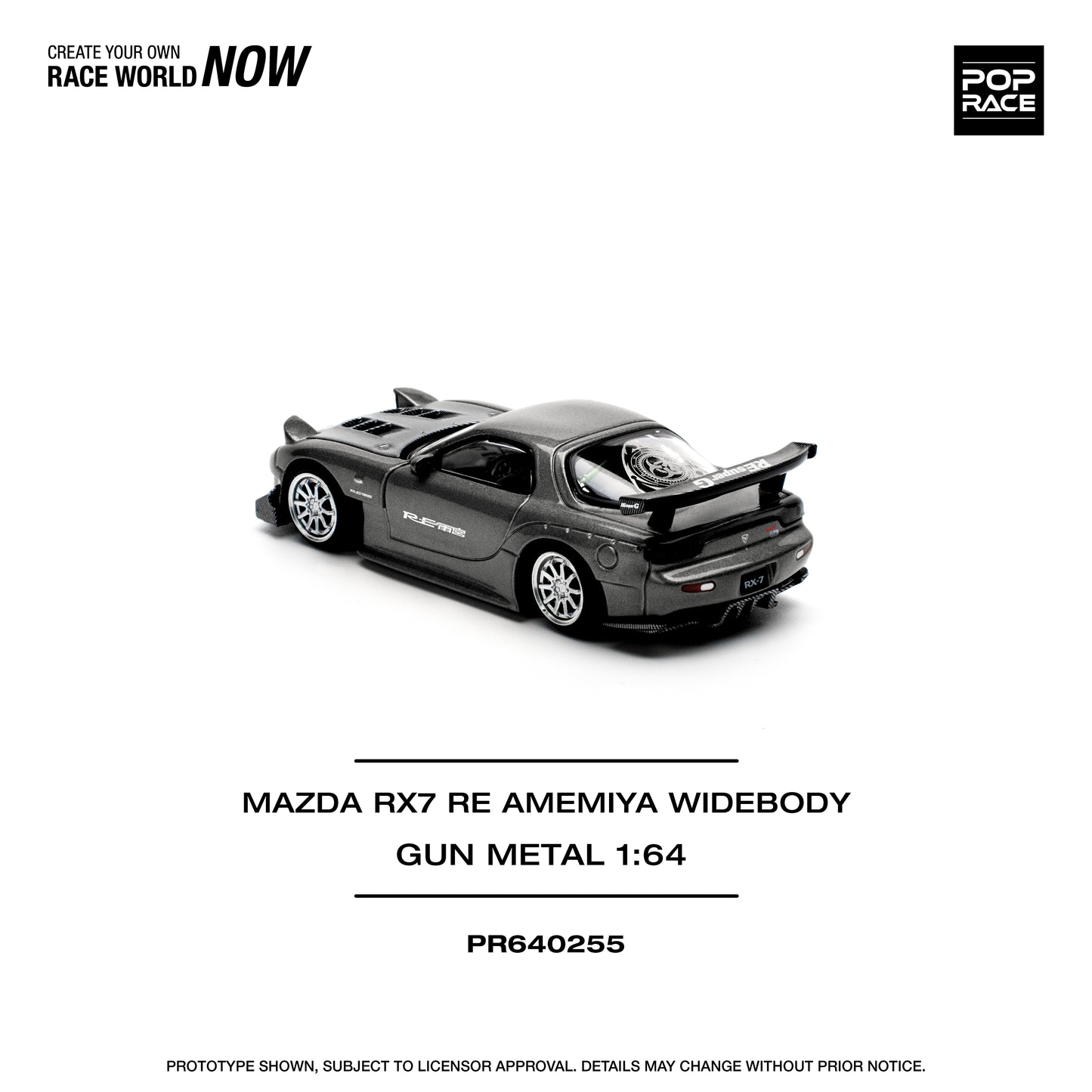 POP RACE Mazda RX7 Re-Amemiya - Gun Metal 1:64 - PR640255