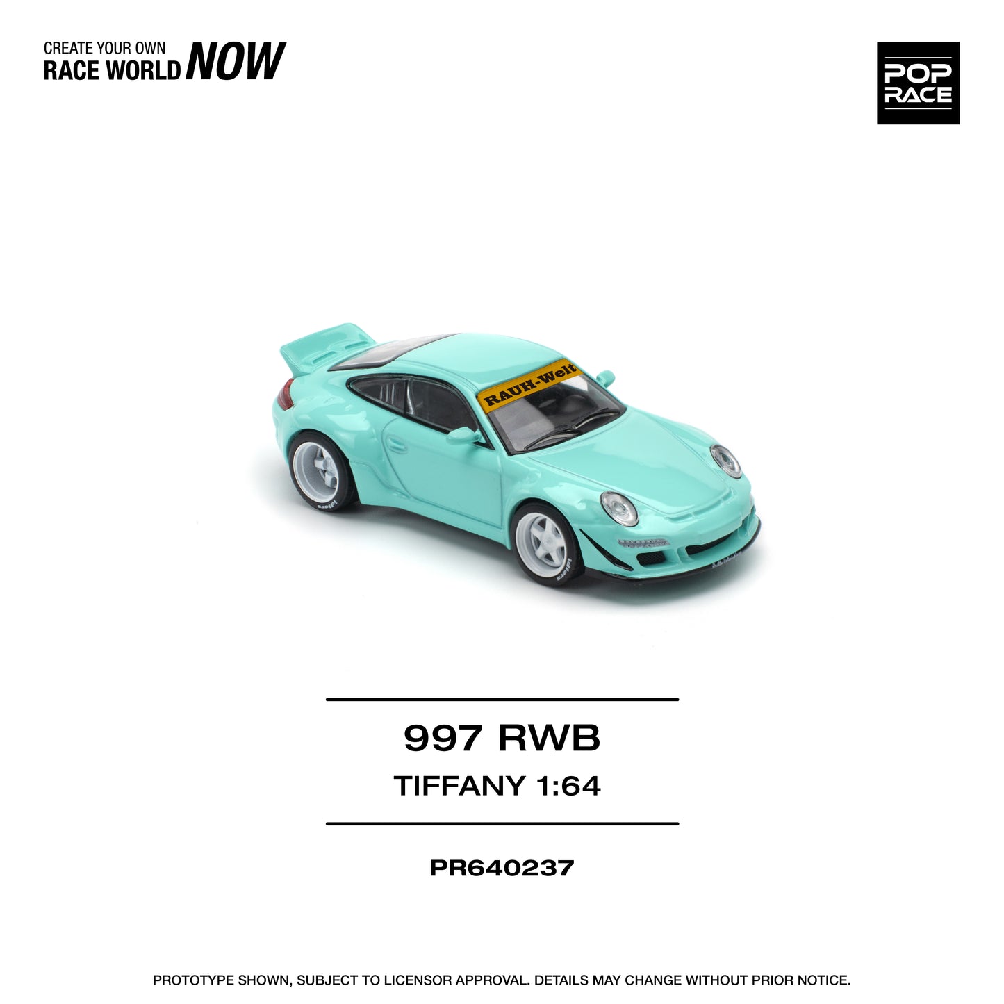 POP RACE RWB Porsche 997 Tiffany Blue 1:64 - PR640237