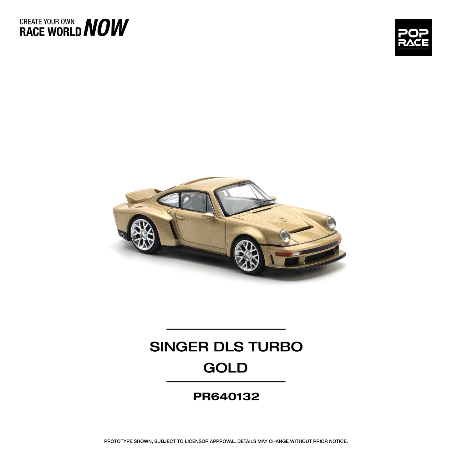 POP RACE Porsche Singer DLS Turbo (Road) Gold 1:64 - PR640132