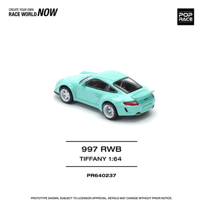 POP RACE RWB Porsche 997 Tiffany Blue 1:64 - PR640237