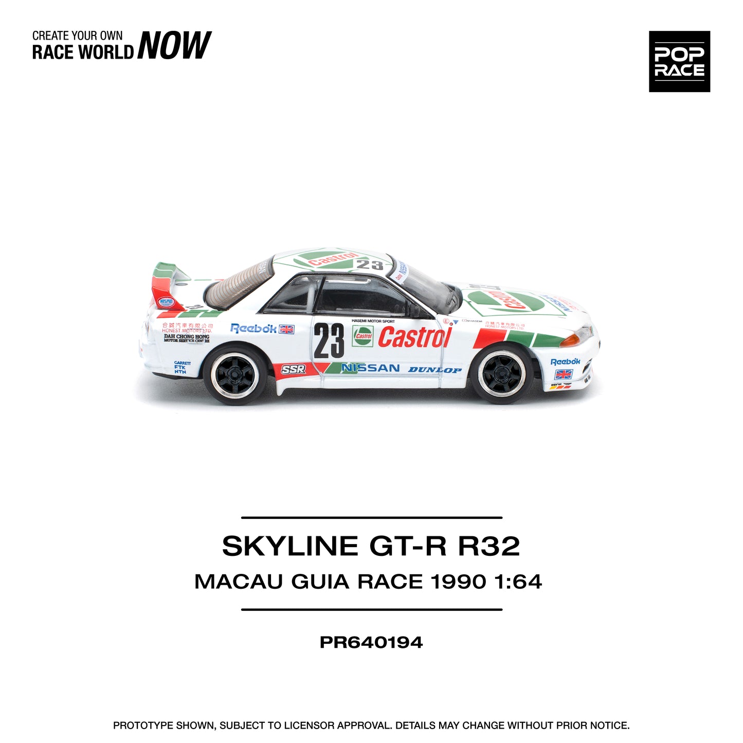 POP RACE Nissan GT-R R32 Macau Guia Race 1990 Winner 1:64 - PR640194