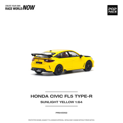 POP RACE Honda Civic FL5 TYPE-R Sunlight Yellow 1:64 - PR640062