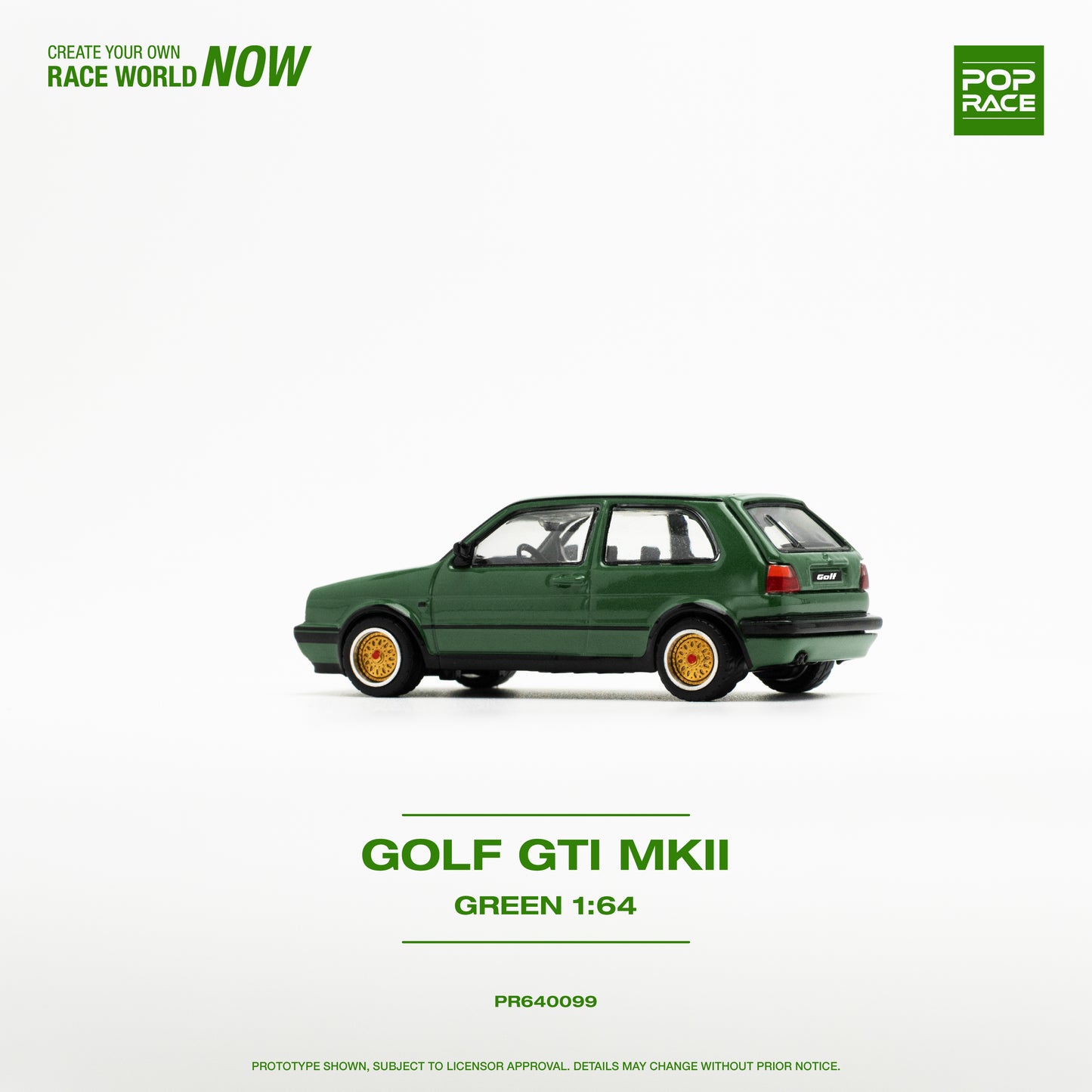 POP RACE Volkswagen Golf GTI MKII Oak Green 1:64 - PR640099