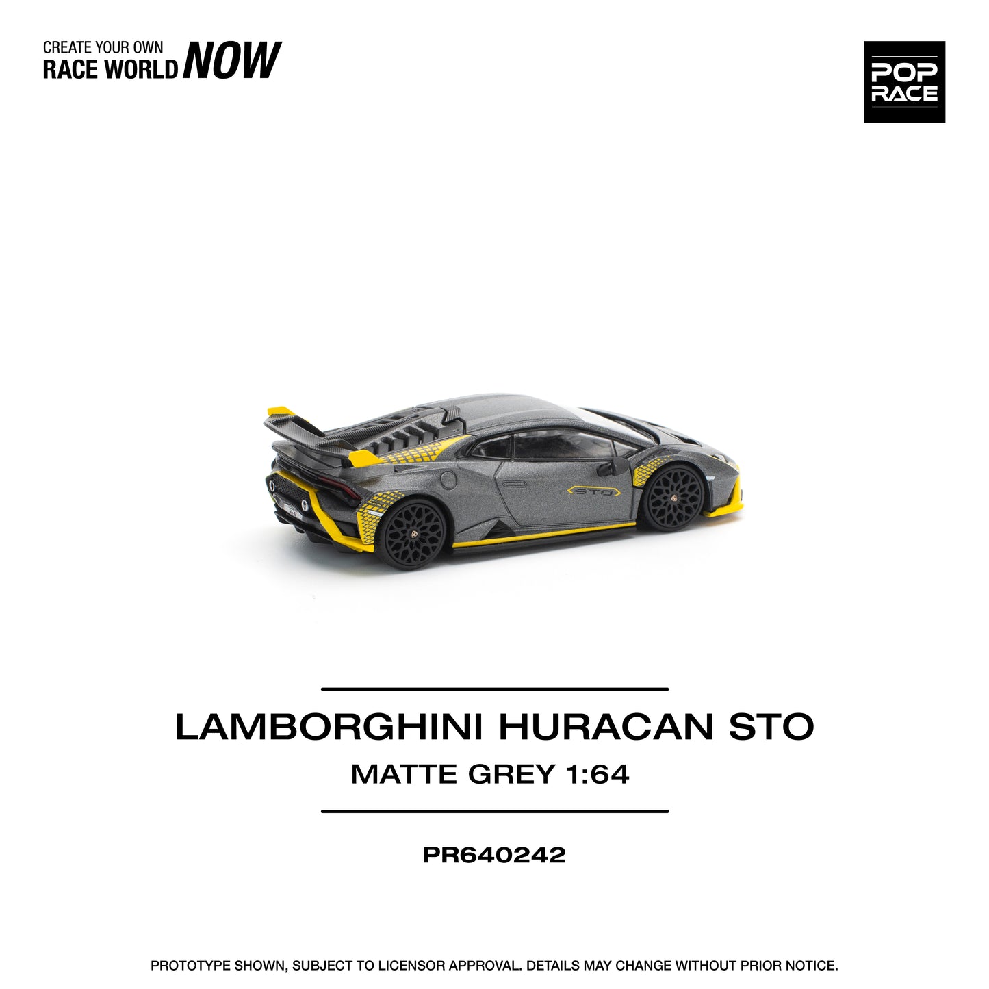 POP RACE Lamborghini Huracan STO Matte Grey 1:64 - PR640242