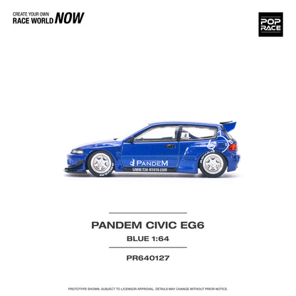 POP RACE Pandem Honda Civic EG6 v1.5 Metallic Blue 1:64 - PR640127