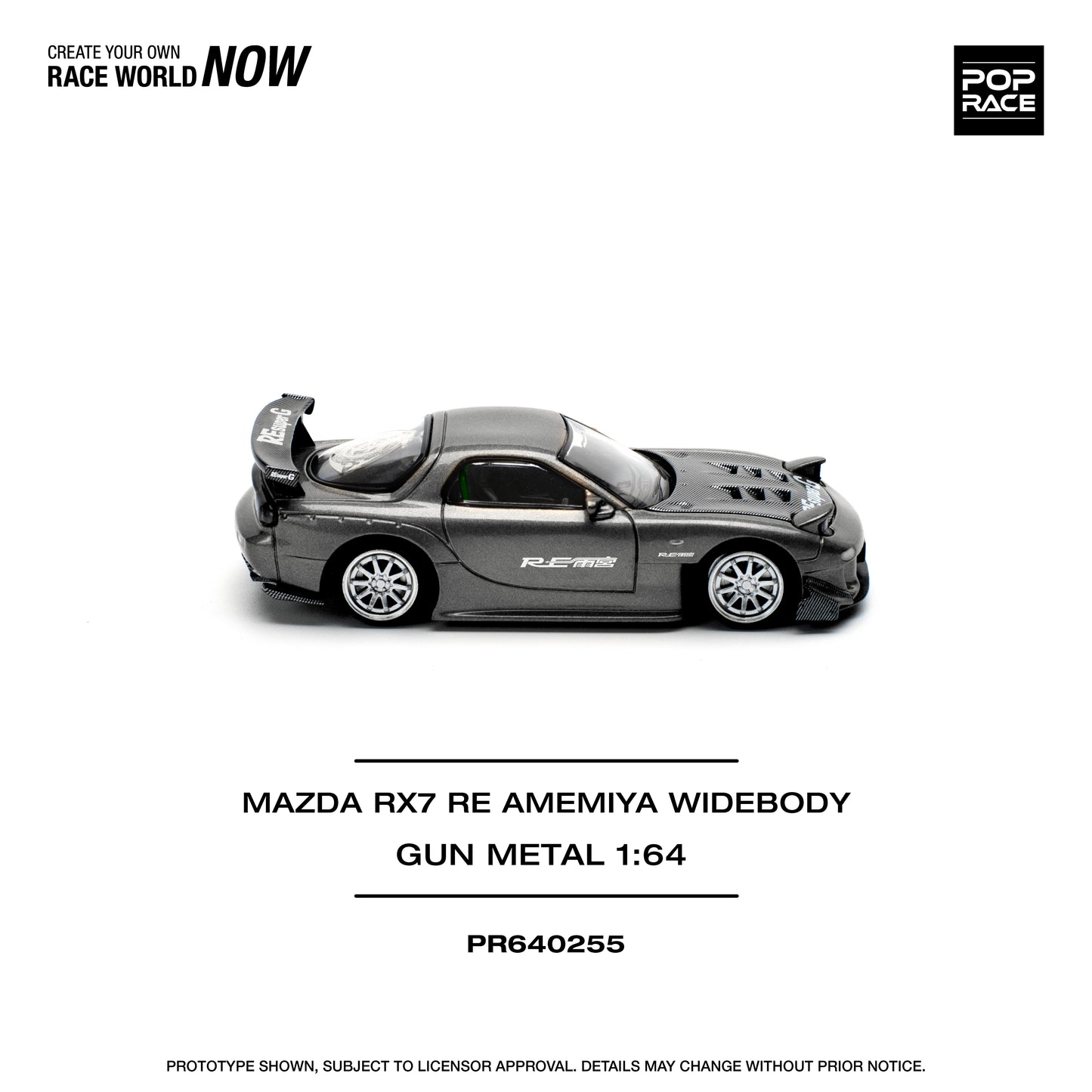 POP RACE Mazda RX7 Re-Amemiya - Gun Metal 1:64 - PR640255