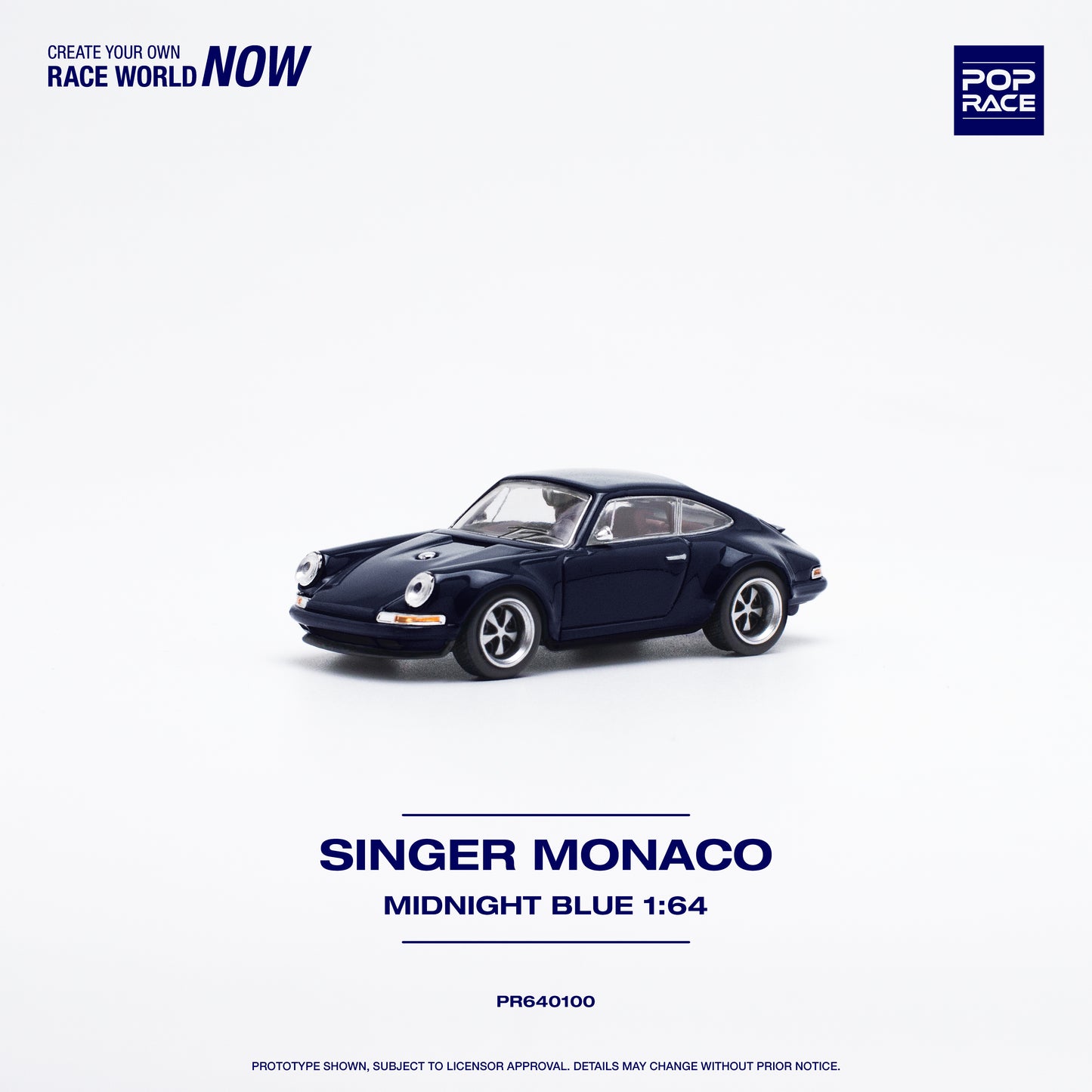 POP RACE Porsche Singer Monaco Midnight Blue 1:64 - PR640100