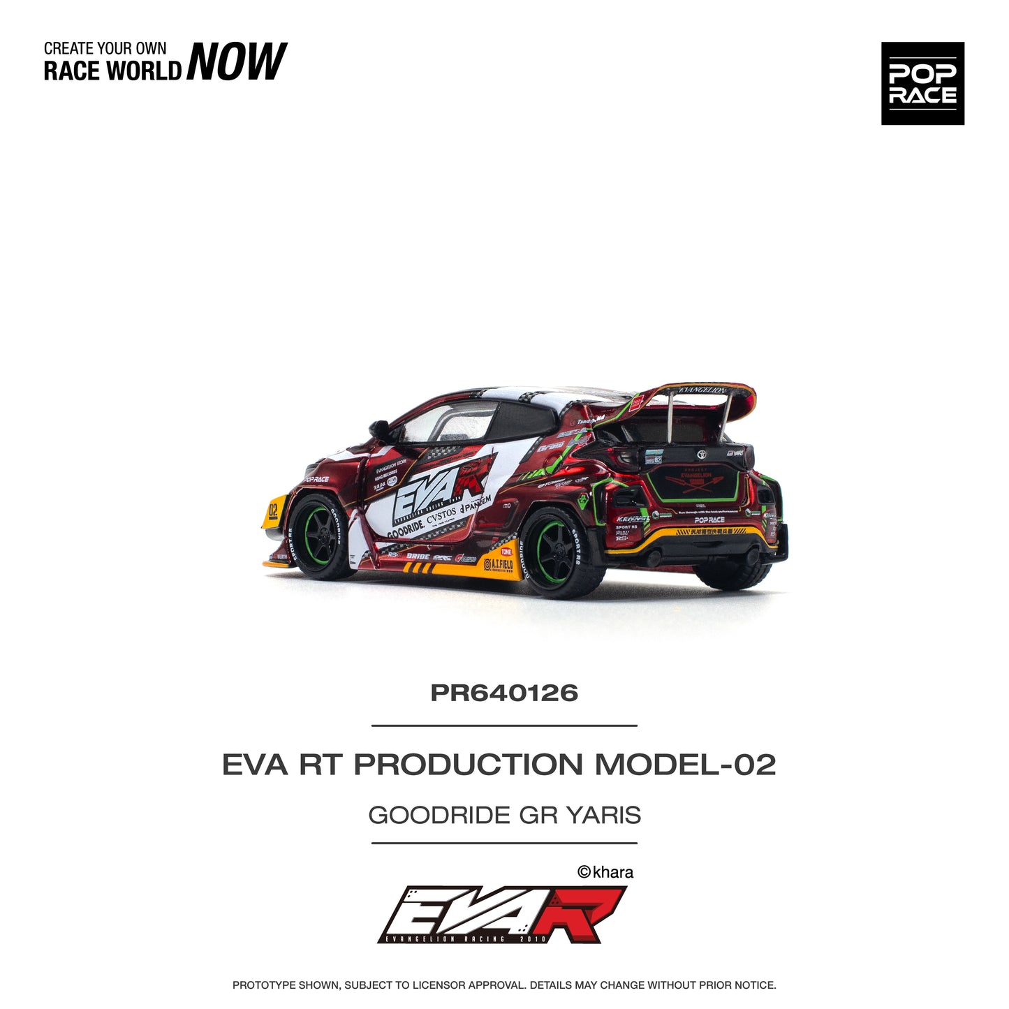 POP RACE EVA RT Production Model-02 Goodride GR Toyota Yaris 1:64 - PR640126