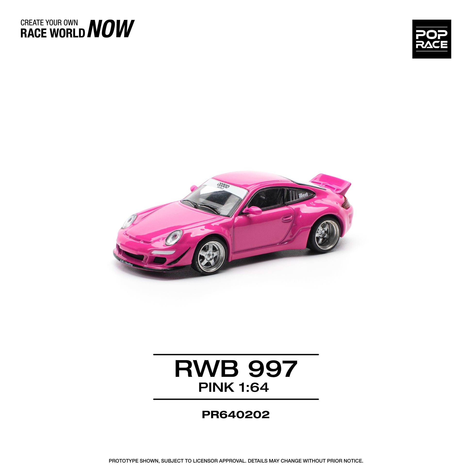 POP RACE RWB Porsche 997 - Pink 1:64 - PR640202