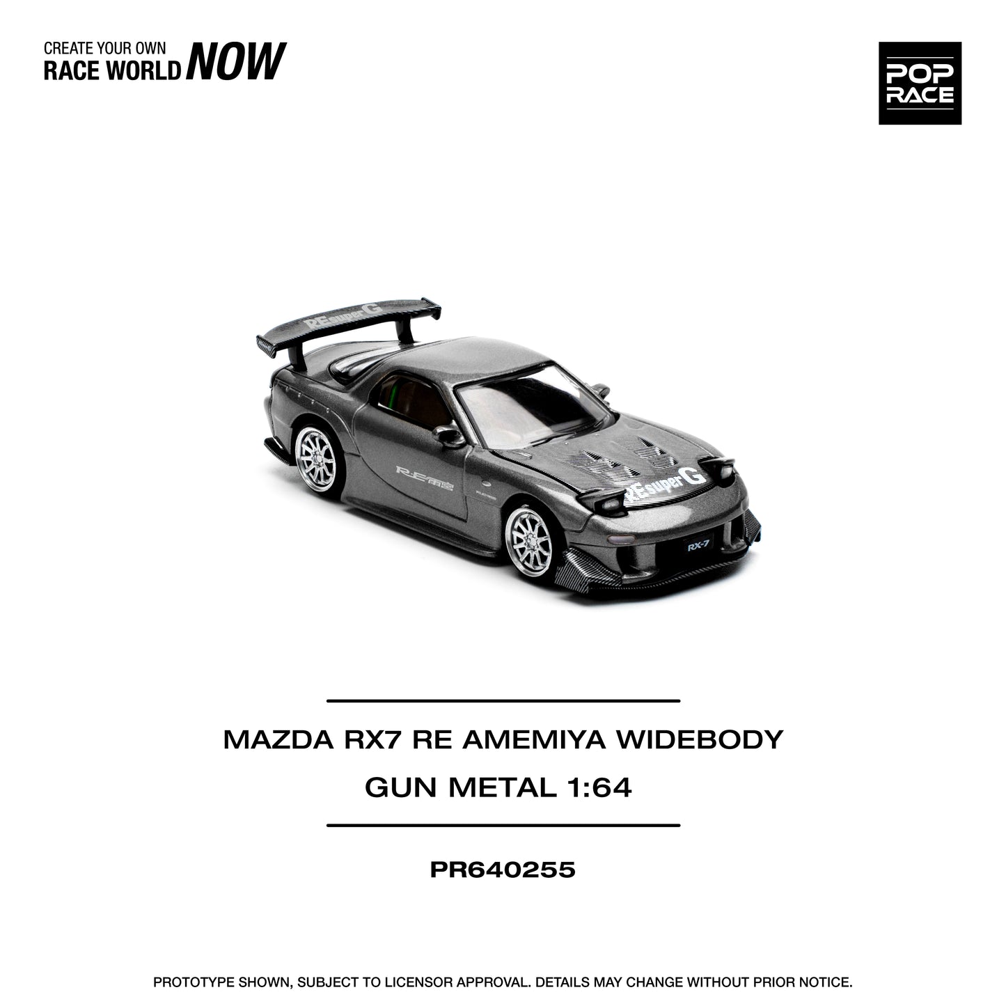 POP RACE Mazda RX7 Re-Amemiya - Gun Metal 1:64 - PR640255