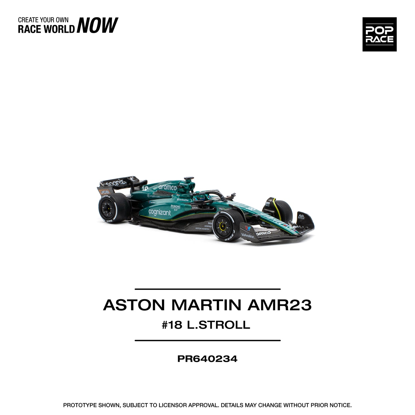 POP RACE Aston Martin AMR23 F1 #18 Lance Stroll 1:64 - PR640234