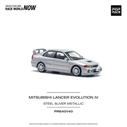 POP RACE Mitsubishi Lancer Evolution IV Steel Silver 1:64 - PR640140