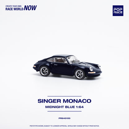 POP RACE Porsche Singer Monaco Midnight Blue 1:64 - PR640100