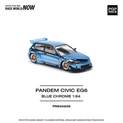 POP RACE PANDEM Honda Civic EG6 - Blue Chrome 1:64 - PR640206