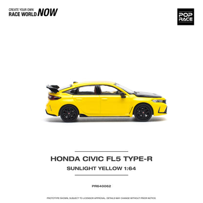 POP RACE Honda Civic FL5 TYPE-R Sunlight Yellow 1:64 - PR640062