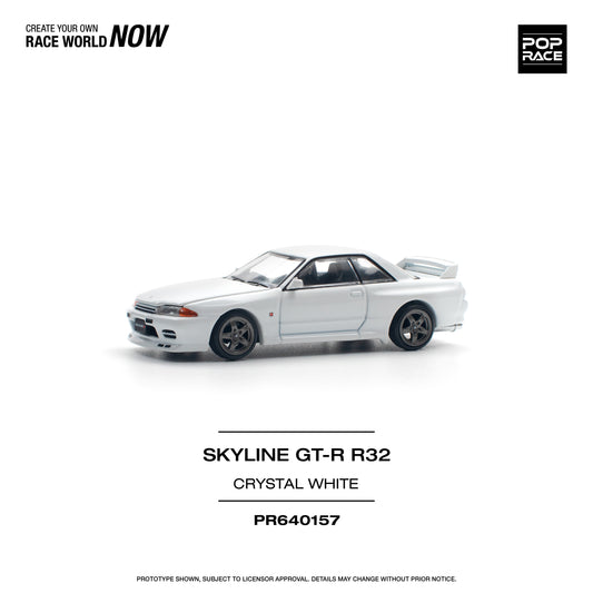 POP RACE Nissan Skyline GT-R R32 Crystal White 1:64 - PR640157