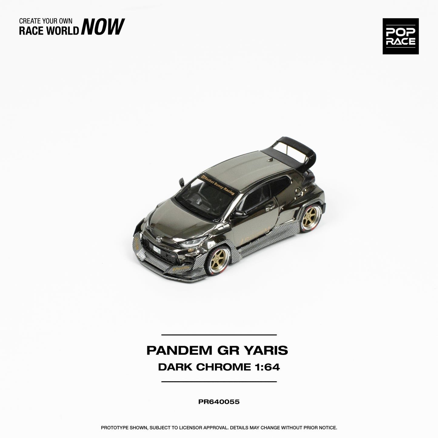 POP RACE Pandem Toyota GR Yaris Dark Chrome 1:64 - PR640055