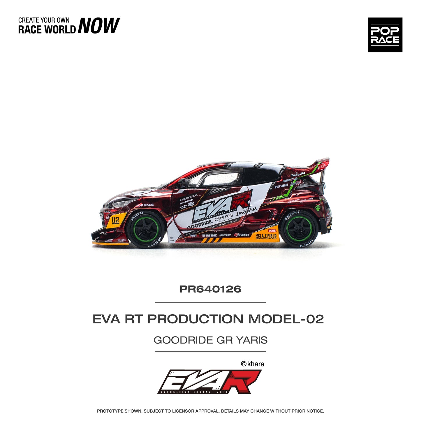 POP RACE EVA RT Production Model-02 Goodride GR Toyota Yaris 1:64 - PR640126