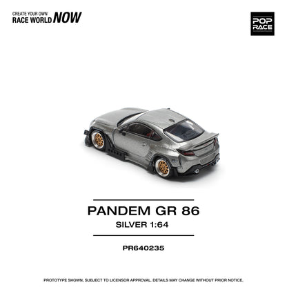 POP RACE Pandem Toyota GR86 - Silver 1:64 - PR640235