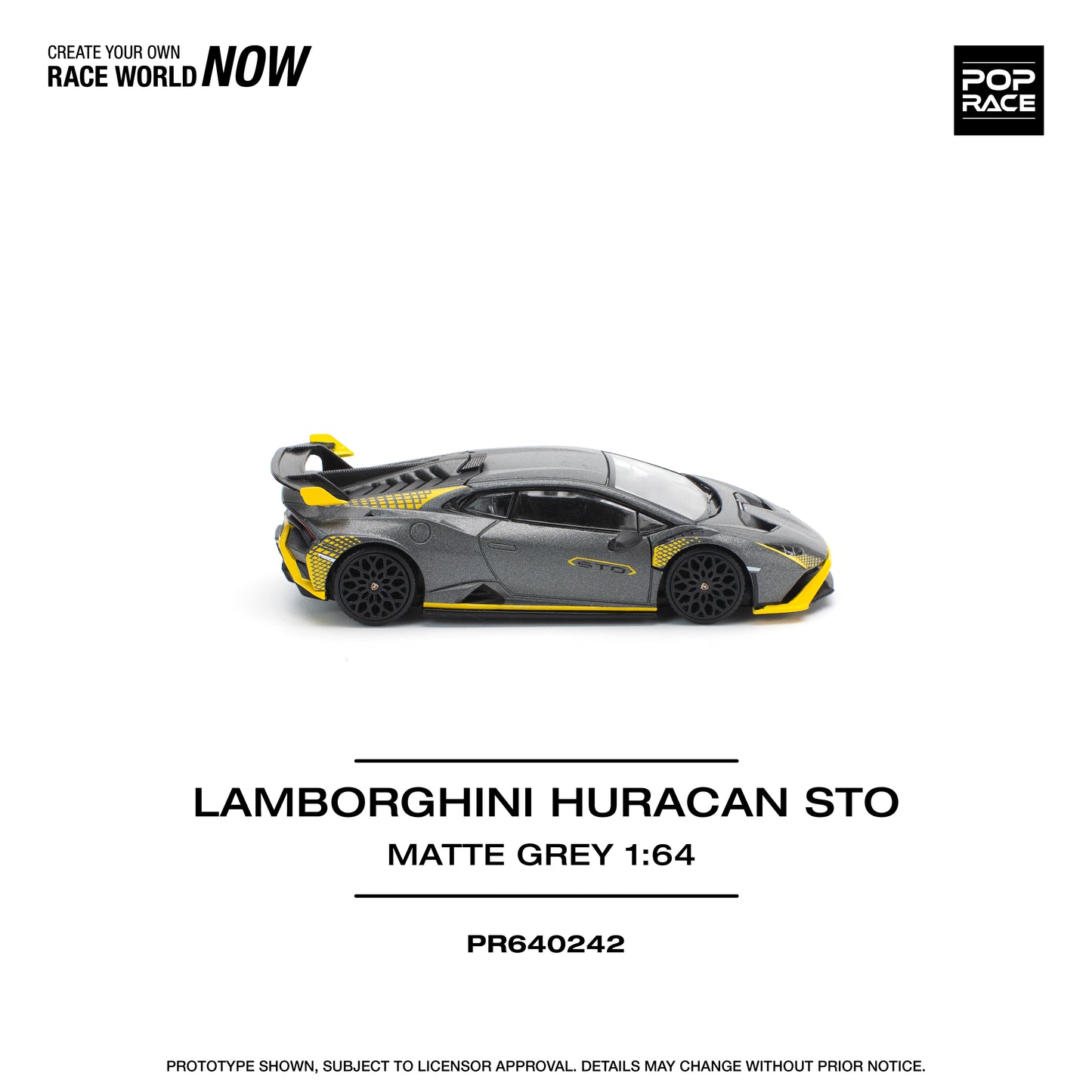 POP RACE Lamborghini Huracan STO Matte Grey 1:64 - PR640242