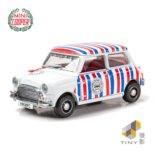 TINY CITY Mini Cooper MK1 Hong Kong Mini Fan Club White/Blue/Red Stripes 1:50 - ATC64743