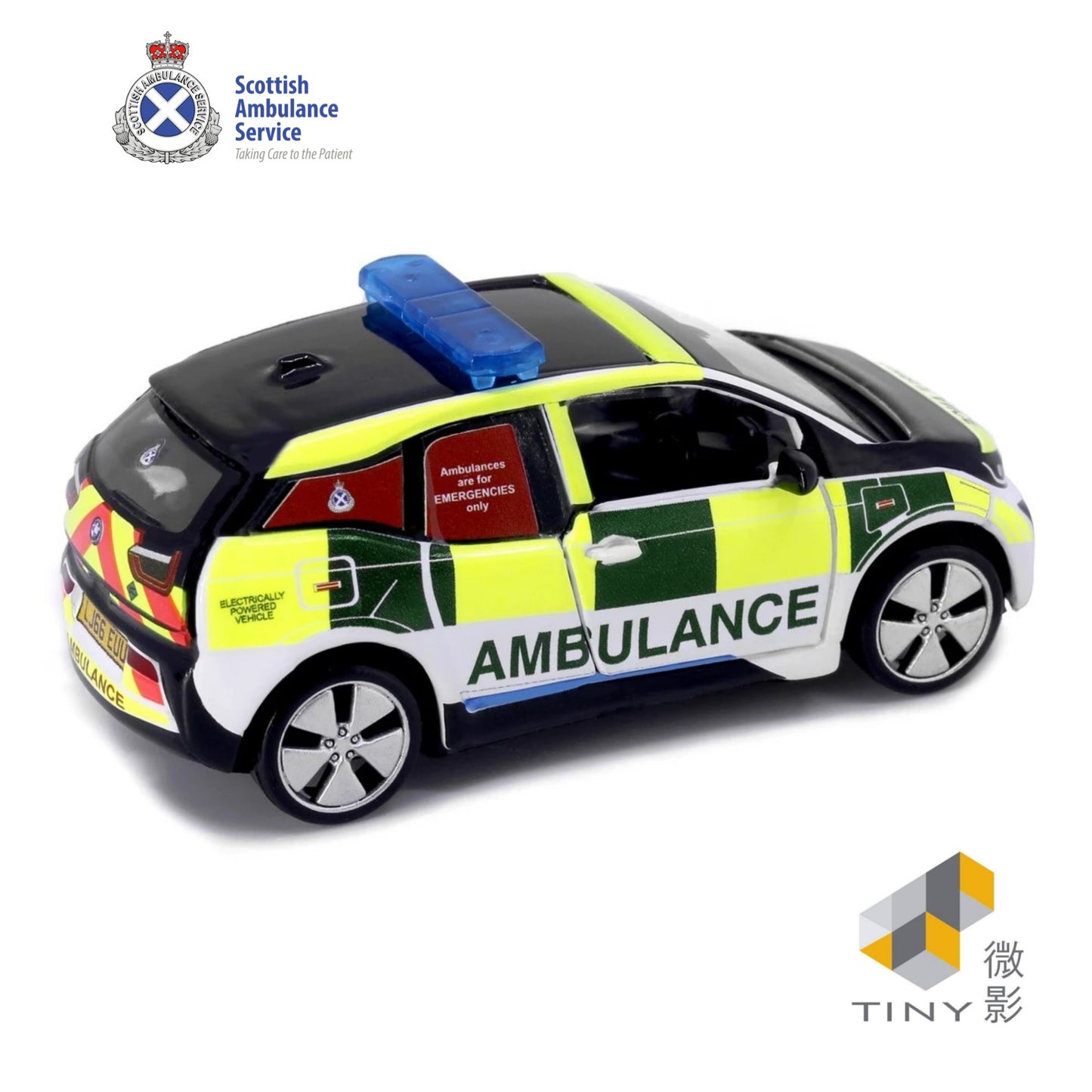 TINY CITY BMW i3 Scottish Ambulance Service Car 1:64 - ATCUK64011